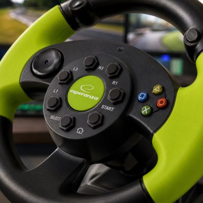 24. Esperanza EG104 steering wheel (PC, Xbox 360; black and green)