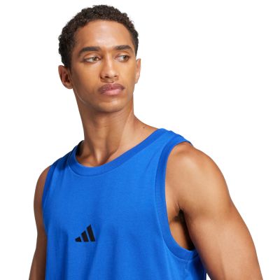 5. Men's adidas Essentials Small Logo Tank Blue JE8978
