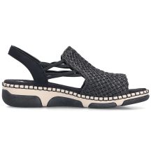 Comfortable women's black platform sandals Rieker 66241-00