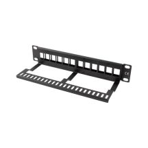 LANBERG PATCH PANEL BLANK 12 PORT 1U 10" WITH ORGANIZER FOR KEYSTONE MODULES BLACK PPKS-9112-B
