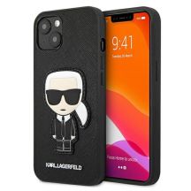 Karl Lagerfeld Saffiano Ikonik Karl's Patch Case for iPhone 13 mini - Black