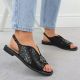 6. Women's black leather sandals S.Barski KV51-094