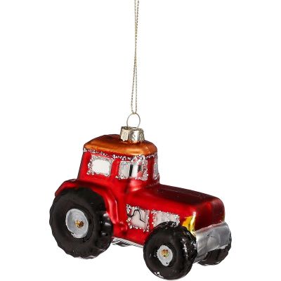 MICA GLASS MOLDED TRACTOR CHRISTMAS ORNAMENT