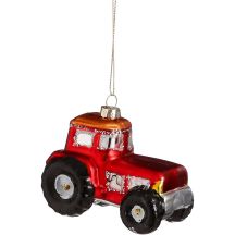 MICA GLASS MOLDED TRACTOR CHRISTMAS ORNAMENT