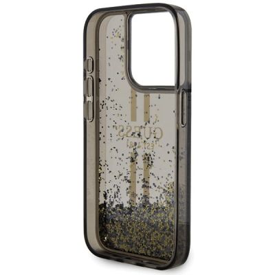 7. Guess Liquid Glitter Gold Stripes case for iPhone 15 Pro - black