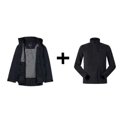 Berghaus Hillwalker IA Shell Jacket Size M Black + Berghaus Prism PT HZ Sweatshirt Size M Black