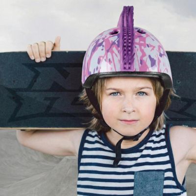 4. CHILDREN'S ADJUSTABLE CYCLING HELMET NO FEAR MOHAWK SIZE (48-52CM) WHITE/PURPLE