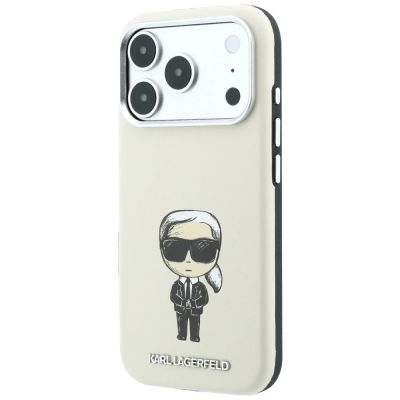 3. Karl Lagerfeld Smooth Ikonik Sketch MagSafe Case for iPhone 18 Pro / 17 Pro - Beige