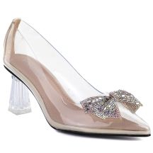 Transparent pumps with a bow on a decorative heel Vinceza 62275