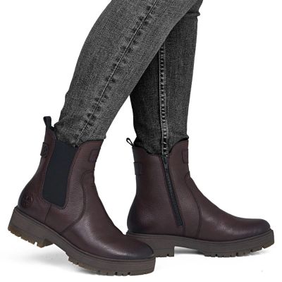 6. Women’s Leather Chelsea Ankle Boots, Insulated, Burgundy Rieker 75860-35
