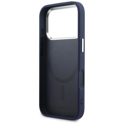 7. Karl Lagerfeld Embossed Open Ring RSG Logo MagSafe Case for iPhone 18 Pro / 17 Pro - Blue