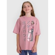 Oversized T-shirt with print for girls 4F 4FJRAW25TTSHF2936-54S