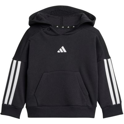 9. adidas Essentials Joggers 3 Stripes Fleece Hoodie Tracksuit for Kids Black JD6484