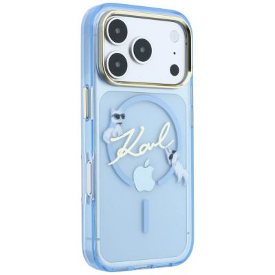 4. Karl Lagerfeld Script Logo MagSafe Case for iPhone 18 Pro / 17 Pro - Light Blue