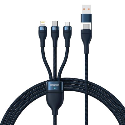 Baseus Flash Series II cable USB Type C / USB Type A - USB Type C / Lightning / micro USB 100 W 1.2 m blue (CASS030103)