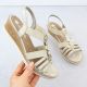 Women's wedge sandals with elastic bands, gold, Remonte R6264-91