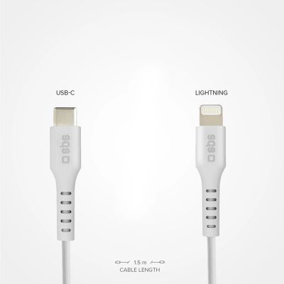 5. SBS TECABLELIGTC1W USB-C - Lightning Cable MFi Certified, 1m - White