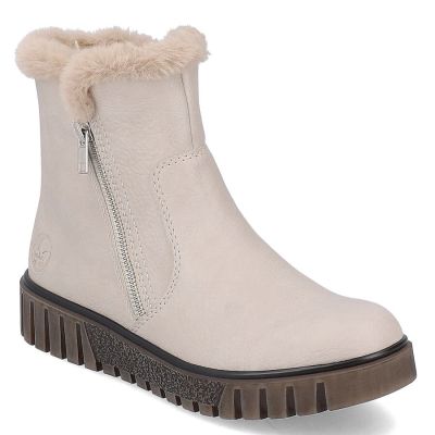 40. Beige women’s ankle boots with fur lining Rieker Y3481-60