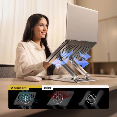 9. Wozinsky WRS-CPY84SS Aluminum Laptop and Tablet Stand + Free Smartphone Stand - Silver