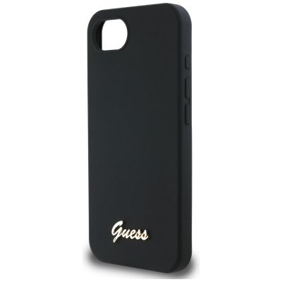 6. Guess Silicone Script Metal Logo MagSafe iPhone 16e Case - Black