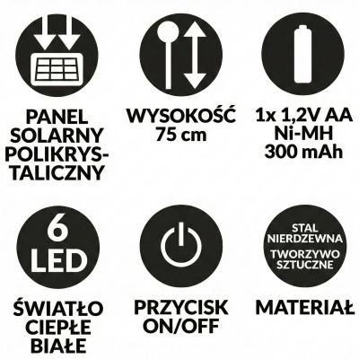 23. SOLAR GRASS LAMP 6 LED 75CM