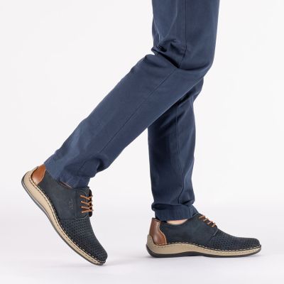 6. Rieker 05226-14 navy blue openwork leather shoes
