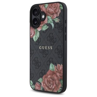 2. Guess GUHMP16SP4ROPEMCK iPhone 16 6.1" black/black hardcase 4G Flowers Print MagSafe