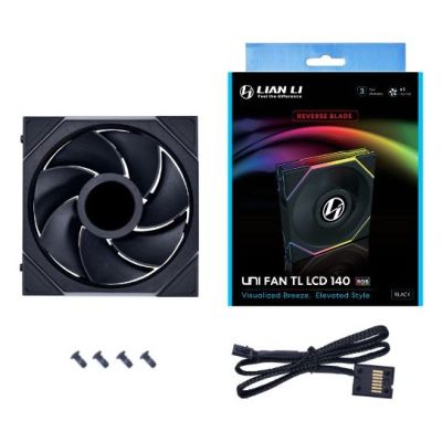 4. Lian Li Uni Fan TL LCD Computer Case, Processor Fan 14cm Black 1 pc.