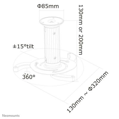 5. Neomounts BEAMER-C80 Projector Ceiling Mount Silver