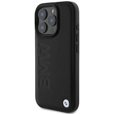 2. BMW Leather Hot Stamp iPhone 16 Pro Max Case - Black
