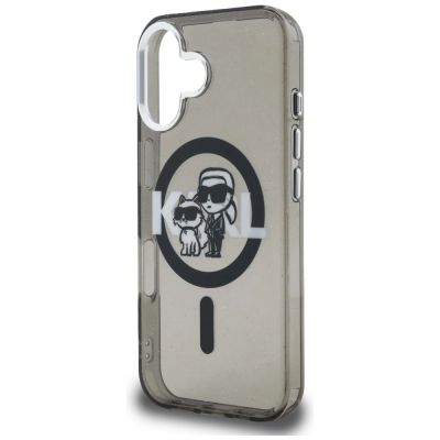 6. Karl Lagerfeld IML Glitter Karl & Choupette Sketch Logo MagSafe Case for iPhone 16 - Black
