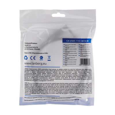 4. LANBERG CABLE USB-A -> USB-B M/M 1M (FERRITE, BLACK) CA-USBA-11CC-0010-BK