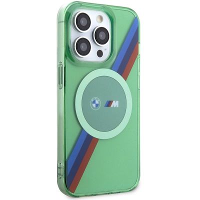 4. BMW M Tricolor Stripes MagSafe case for iPhone 15 Pro - green