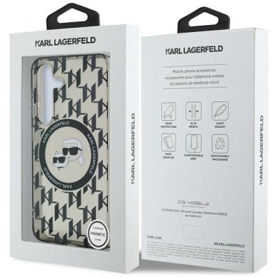 8. Case Karl Lagerfeld Button Karl&Choupette Heads On KL Pattern MagSafe Samsung Galaxy S25 black