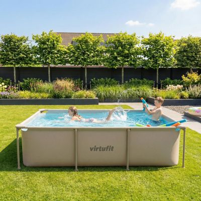 8. VIRTUFIT RECTANGULAR SWIMMING POOL 260 x 180 CM WITH FILTER PUMP BEIGE