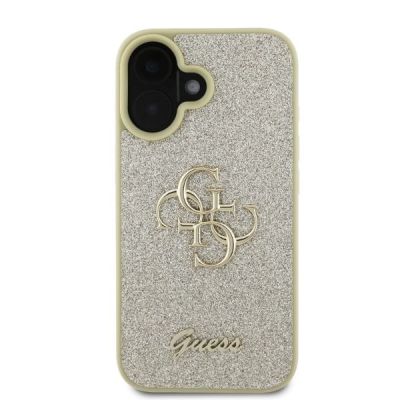 3. Guess Fixed Glitter Big 4G iPhone 16 Case - Gold