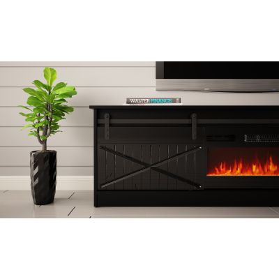 5. GRANERO TV cabinet + fireplace 200x56.7x35 black/black combination