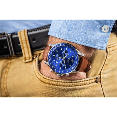 3. Men's Watch Giewont Chronograph Sapphire Brown Blue GW3520-A5