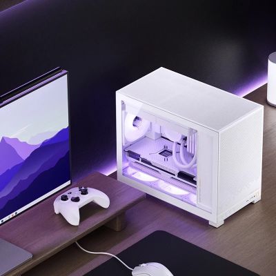 22. Jonsbo D32 STD PC Case, White, Mini Case, mATX, Tempered Glass – White