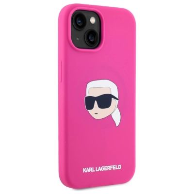 4. Karl Lagerfeld KLHMP15SSKHPPLF iPhone 15 6.1" fuchsia/fuschia hardcase Silicone Karl Head Print MagSafe