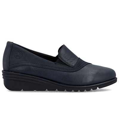 4. Women's leather wedge shoes, navy blue, Rieker L5356-14