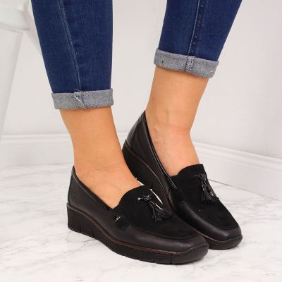 3. Rieker W RKR395 black wedge shoes