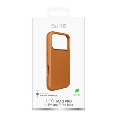 2. Puro Icon Mag Pro Liquid Silicone Case for iPhone 17 Pro Max, MagSafe Compatible, with Camera Protection and Aluminum Buttons - Orange
