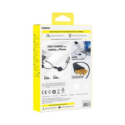 5. Baseus Free2Pull Mini 100W 3in1 USB-C Retractable Cable - 2xUSB-C 1.2m - Black