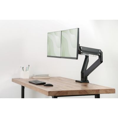 7. Double desk arm with 2xLCD clamp with gas spring, max. 2x35" and 15kg