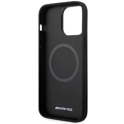 7. AMG AMHMP14XOSDBK iPhone 14 Pro Max 6.7" black/black hardcase Leather Curved Lines MagSafe