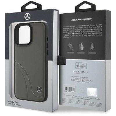 8. Mercedes MB Curved Stitches Leather iPhone 16 Pro Max Case - Brown