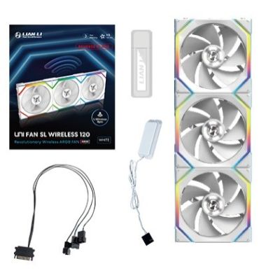 Lian Li UNI FAN SL Wireless 120 Reverse Blade Computer Case Fan 12 cm White 3 pieces