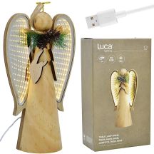 DECORATIVE WOODEN ANGEL LED height: 30CM USB