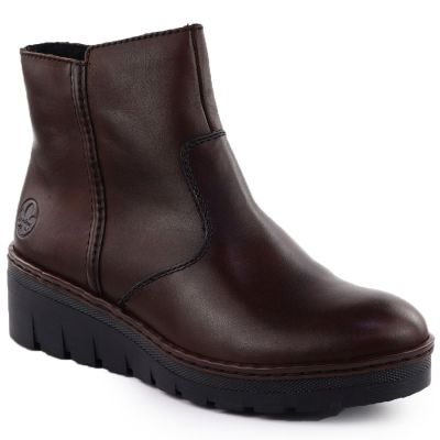 Women's brown leather wedge ankle boots Rieker X9165-27